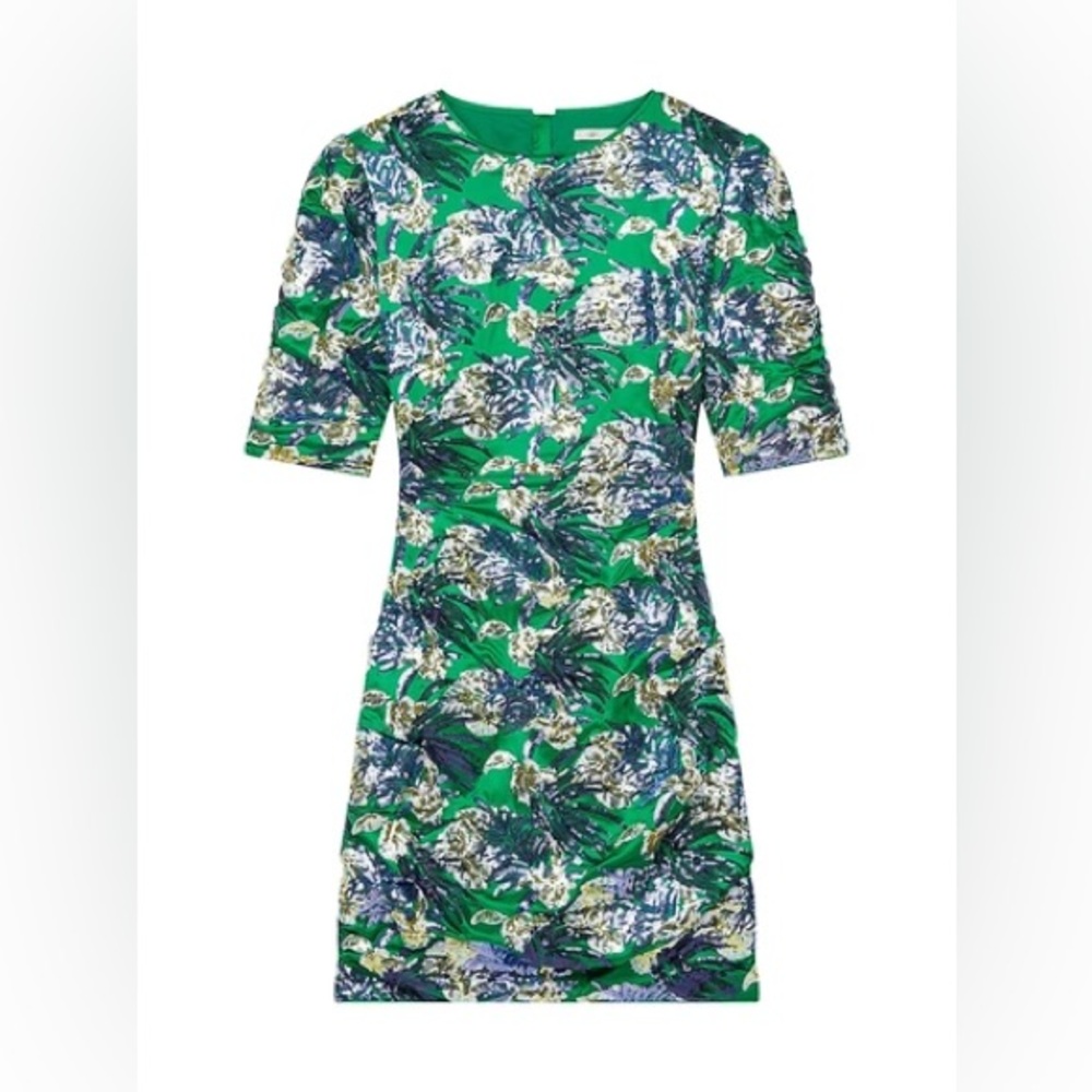 Maje Sequin Floral Green Dress